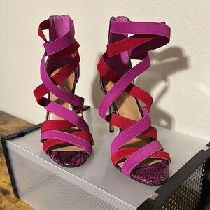 Jessica Simpson Pink and Red Stiletto Heels
